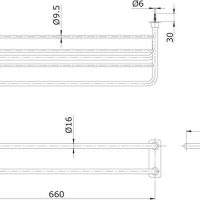 Vắt khăn giàn hai tầng TOTO TX4W dài 660mm 3 Bản vẽ kỹ thuật kệ kèm thanh vắt khăn TOTO TX4W