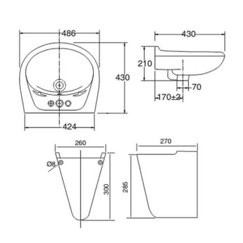 Bản vẽ kỹ thuật lavabo Viglacera VTL3/VI5