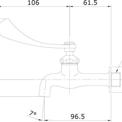 Bản vẽ kỹ thuật vòi nước gắn tường TOTO T23BQ13N
