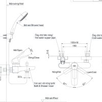 Bản vẽ kỹ thuật van gật gù nóng lạnh TOTO TBG03302V