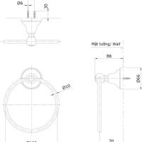 Bản vẽ kỹ thuật vòng treo khăn TOTO TX702AC