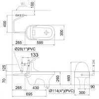 Bồn cầu ngồi xổm Caesar C1230+BF525 kèm bộ xả nước 3 Bản vẽ kỹ thuật xí xổm Caesar C1230 BF525