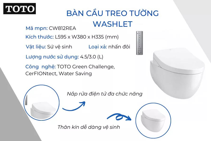 bồn cầu treo tường thông minh TOTO