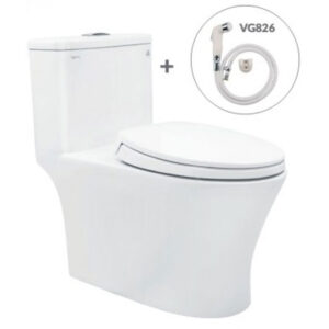Bồn cầu 1 khối Viglacera V63 xả nhấn nắp êm, tặng xịt VG826