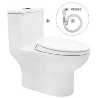 Bồn cầu 1 khối Viglacera V64 xả nhấn nắp êm, tặng xịt VG826