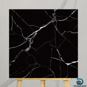Gạch 60x60 66020 màu đen vân đá trắng porcelain men bóng vi tinh