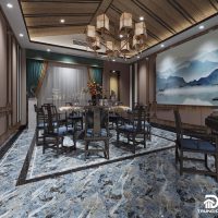 Gạch 80x80 lát nền phòng ăn màu xanh nước biển Catalan 80076