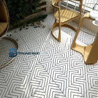 Gạch bông 20x20 lát ban công họa tiết mê cung màu đen trắng