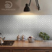 Gạch bông 20x20 ốp tường bếp họa tiết mê cung màu đen trắng