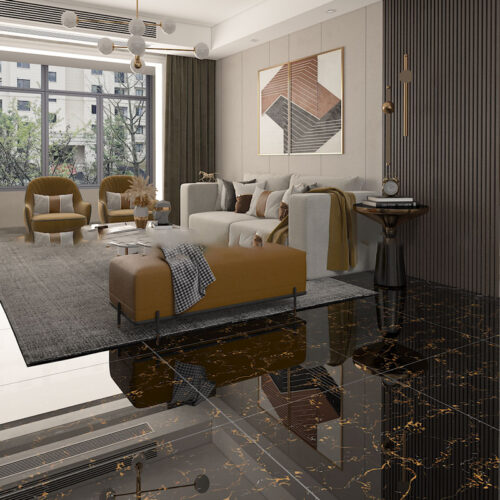 Gạch lát nền 80x80 màu đen chớp vàng 80032