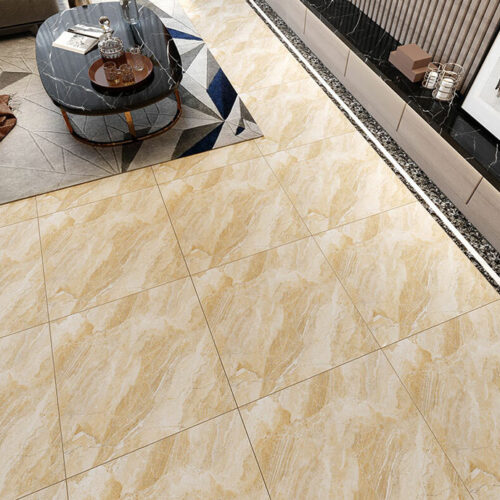 Gạch lát nền phòng khách 60x60 vân đá vàng 60077