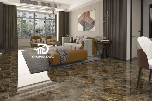Gạch lát nền phòng khách màu nâu 60x60 Catalan 66021