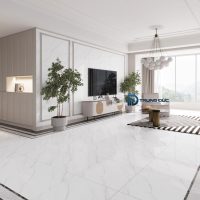Gạch lát nền phòng khách trắng vân mây 60x60cm 63001