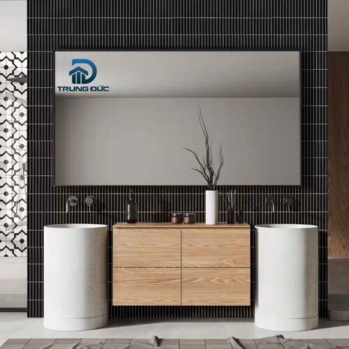 Gạch mosaic phòng tắm thanh que màu đen mờ 22x145 mm