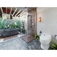 Phòng tắm kính Fendi FMU-1X4 góc vuông 3 vách 2800mm phụ kiện màu vàng