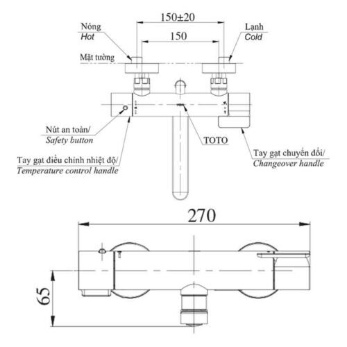 Bản vẽ kỹ thuật củ sen nhiệt độ TOTO TBV03427V