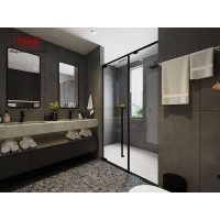 Vách kính nhà tắm Fendi FMP-2X2 dài 1300mm phụ kiện màu đen