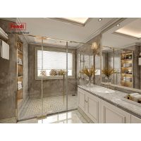 Vách tắm kính Fendi FMP-1X3 phẳng dài 1.3 mét phụ kiện vàng